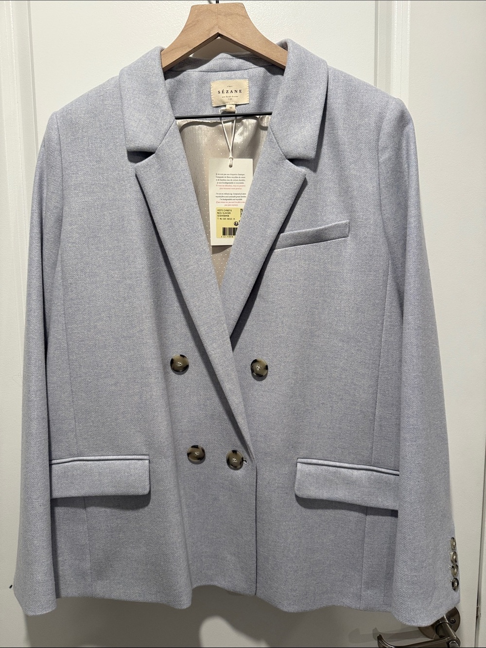 Sezane Christie Jacket Ice Blue - Size 14
